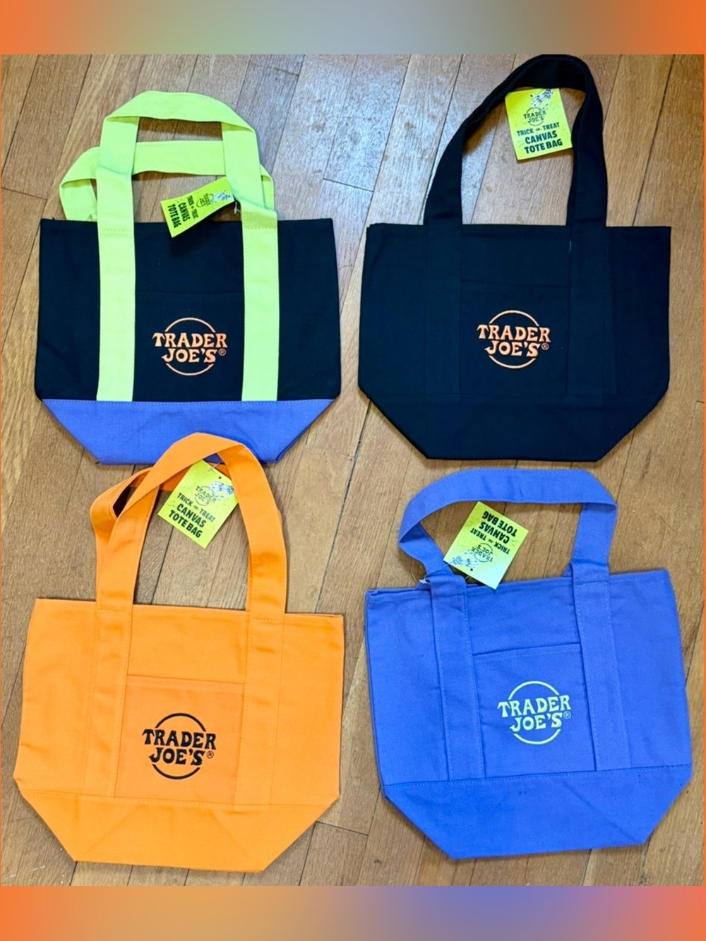 Trader Joe’s Halloween Mini Canvas Tote Bag SET of 4- Limited Edition 2025